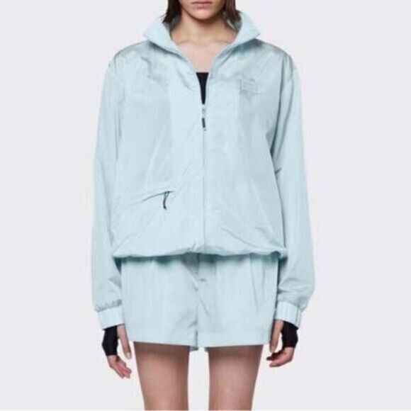NWT Rains Unisex Track Jacket - Color Sky Blue Lightweight Zipper Closure Size M - Picture 1 of 6